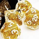 Haxtec Glitter DND Dice Set 7PCS Polyhedral D D Dice for Roleplaying Dice Games as Dungeons and Dragons-Gold Glitter Dice (Gold Glitter)