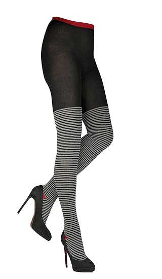 CRÖNERT Strumpfhose Strickstrumpfhose schmaler Ringel, bunte Ferse 72207