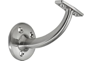 khtumeware 5 Pack 3-3/16 Inch Brushed Satin Nickel Handrail Bracket Heavy Duty Hardware for Stairways, Home or Office Stair Support Hand Rail Brackets
