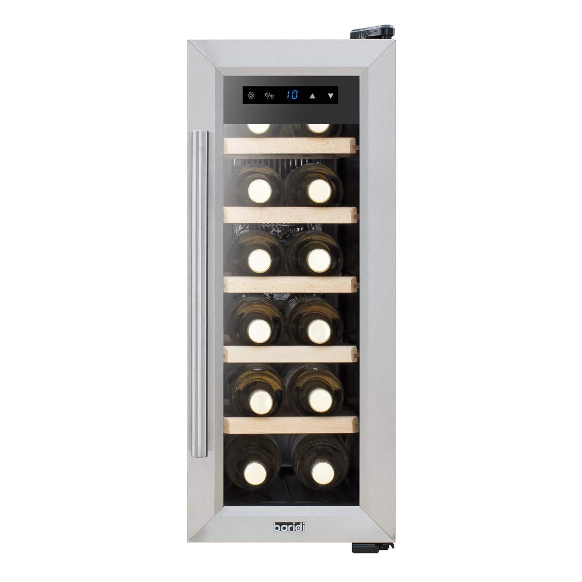 Wine Fridges Stainless Steel/Black Baridi 12 Bottle Wine Cooler Fridge