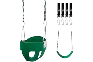PERANTLB Toddler Swing Set for Outside - High Back Full Bucket Seat with 4 Hanging Straps and Hooks for Kids, Infants, Baby - Outdoor Tree Swing