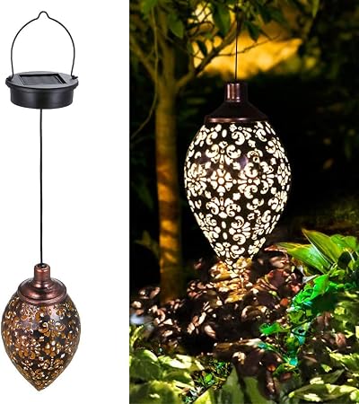 Tomshine Solar Lantern Light Outdoor Hanging Garden Metal Lamp