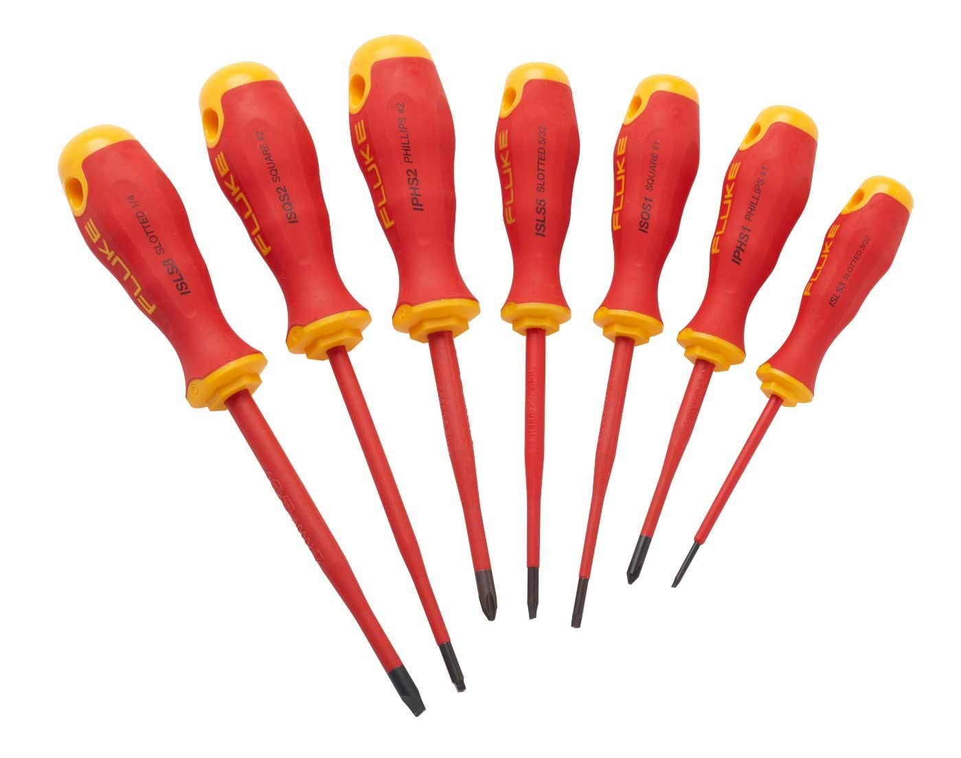 Fluke Insulated 7 units Screwdriver Kit, 1,000 V (3 slotted, 2 Phillips, 2 square), IKSC7