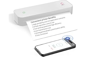 yanxio Portable Printers Wireless for Travel, Portable Printer,Small Printer,Support A4&A5 & 8.5 x 11inch Thermal Paper for Office, Travel, Home, School, Support iOS, Android, Windows (White)