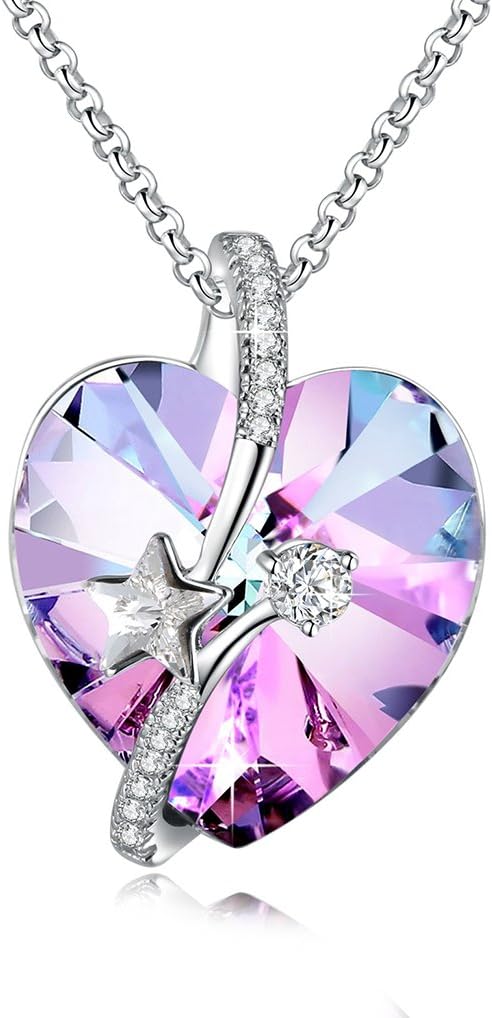 Richapex Infinity Love Purple Heart Pendant Necklace of Swarovski Crystal Love Necklace for Her Gift