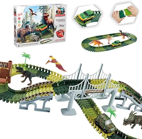 Amazon Jurassic World トラックトラックおもちゃセット 恐竜 おもちゃ トラック トラック おもちゃ セット 144曲 柔軟 トラック 恐竜 電車 トラック 子供 幼児 ジュラシックワールド おもちゃセット 子供の日 誕生日 男の子 安全 電車 おもちゃ