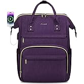 LOVEVOOK Laptop Backpack for Women,15.6 Inch Professional Womens Travel Backpack Purse Computer Laptop Bag Nurse Teacher Backpack,Waterproof Work Bags Carry on Back Pack with USB Port,Dark Purple