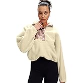 Aoang Womens Oversized Sherpa Jacket Fuzzy Fleece Teddy Coat with Pockets Colorblock S-XL
