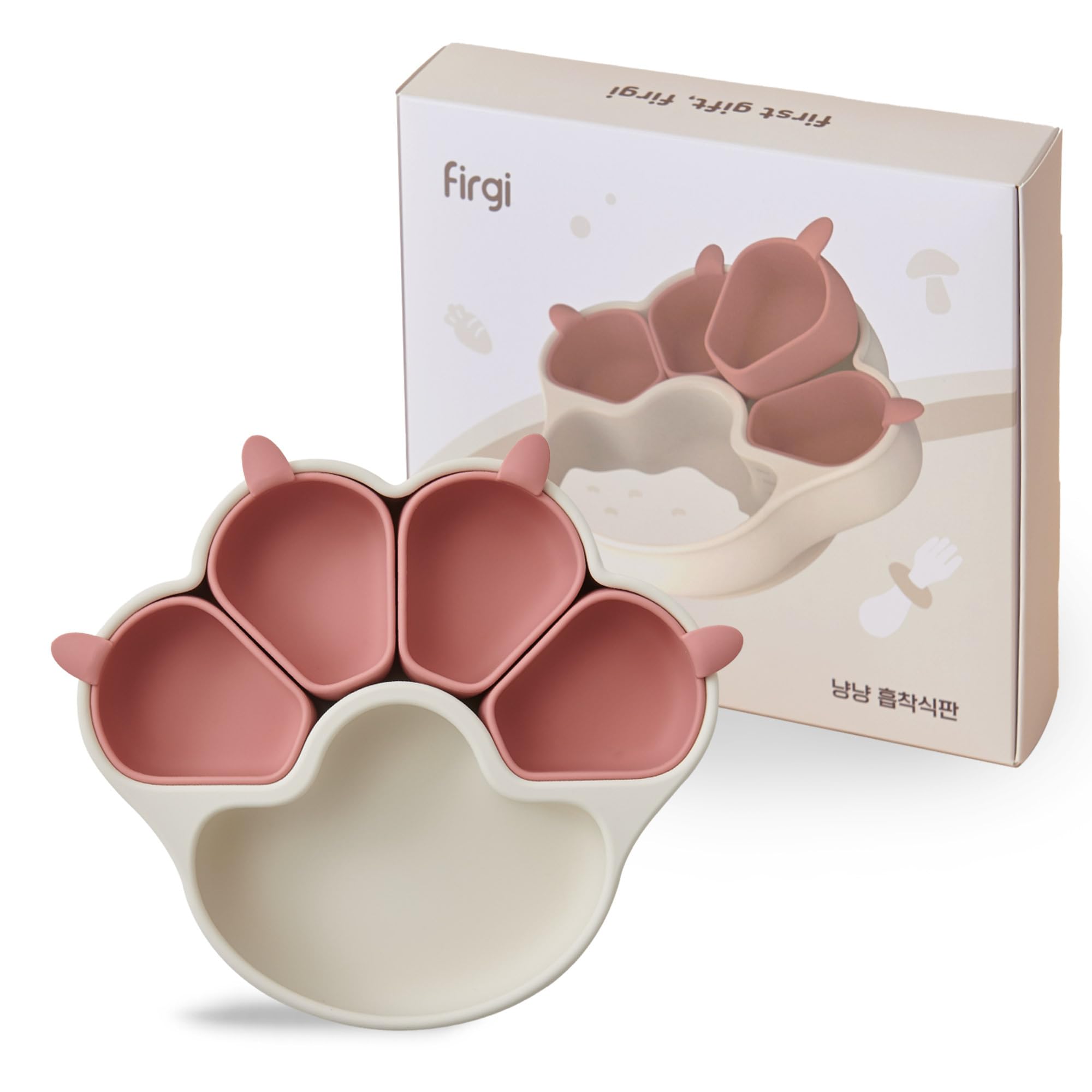 Photo 1 of Firgi MEOW Dry Rose Divided Silicone Toddler Suction Plates Non-Slip Silicon Plate for Baby Led Weaning Supplies BPA Free Travel Non-Toxic Kids Tray with Suction