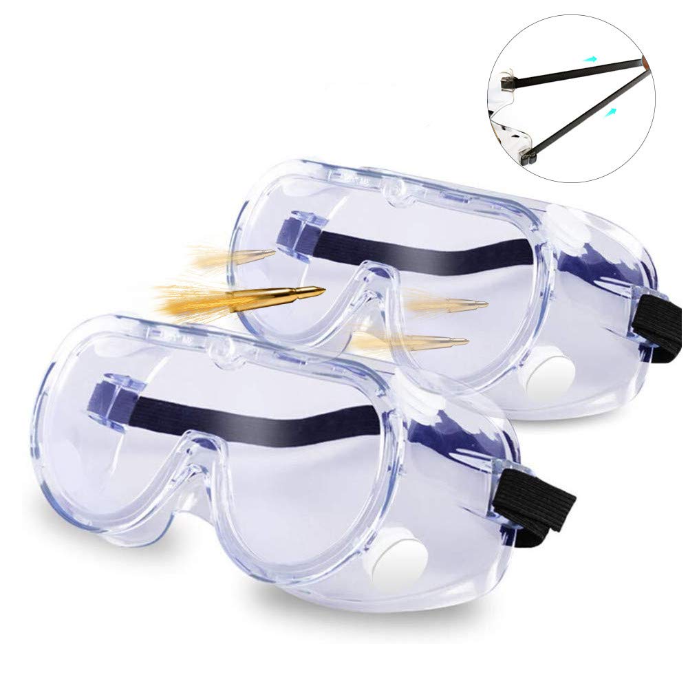 Safety Glasses Protective Eyewear Safety Goggles Eye Protection Safety Work Glasses Eye Impacted Sealed Work Goggles Over Spectacles for Construction,DIY,Lab,Welding,Chemistry(2 Pack)