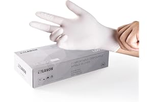 LANON PROTECTION LANON Food Safe White Disposable Nitrile Gloves, Latex-Free, Powder-Free, Textured Fingertips, Cooking, Cleaning, Large
