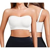 JUVELTPI Strapless Bandeau Bra for Women Seamless Padded Bandeau Bra Wireless Non-Slip Push Up Tube Top Bralette
