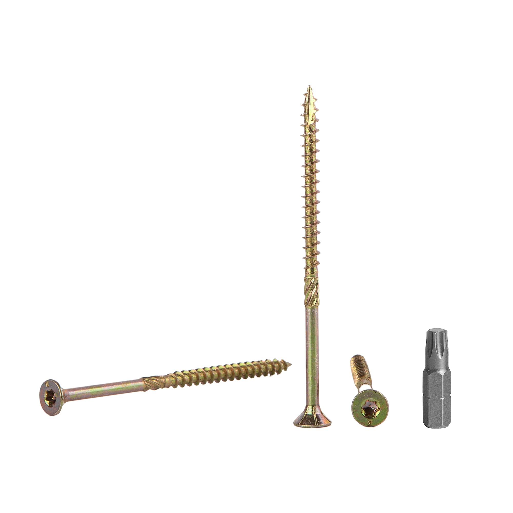 (Pack of 150 pcs) Yellow Zinc Plated Steel 6.0 x 90 mm Wood Screws, Torx Head, Type 17, Countersunk Head, Chipboard Screws (150, 6.0 x 90 mm)