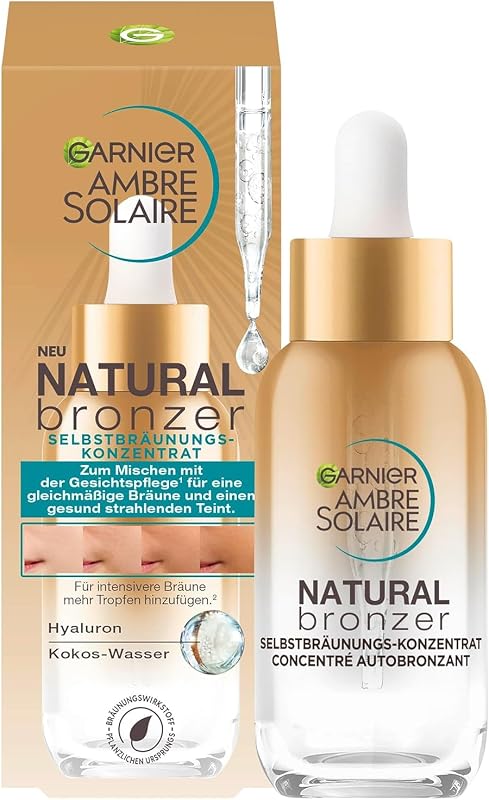 Selbstbräunungs-Konzentrat, Serum für einen natürlich gebräunten Teint, Für eine gleichmäßige und langanhaltende Bräune, Ambre Solaire Natural Bronzer, 1 x 30 ml