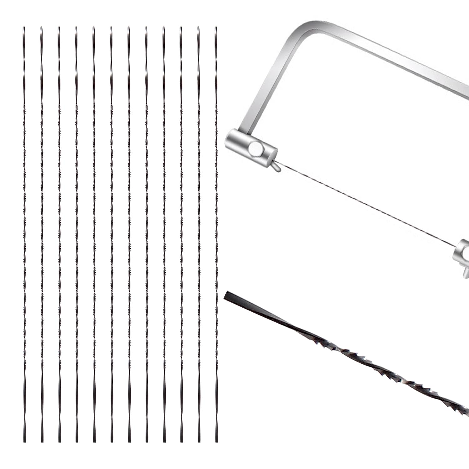 VooGenzek 12 PCS 4# Scroll Saw Blades With Spiral Teeth, Spiral Scroll Saw Blades, Cut Scroll Saw Blades, for Wood Cutting Sawing Carve (4#)