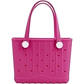 Forrader Rubber Tote Bag Small Beach Bag Waterproof Travel Bags Washable Tote Portable Handbag for Sports Beach Outdoor