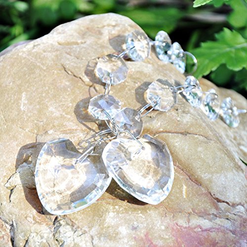 H&D 15PCS Crystals Chandelier Ornaments Hanging Prisms Fengshui Suncatcher Rainbow Pendant Maker (Heart Hanging Drop)