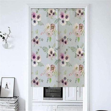 Amazon Co Jp 馬のれん 70x150cm ヴィンテージブーケブライダルコサージュデザインぼろぼろの葉ラナンキュラス花装飾 遮光 のれん 間仕切り のれん 手作り 布 遮音のれん ステンドグラスのれん ホーム キッチン