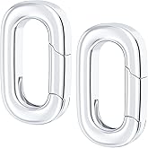 HINZIC 2Pcs Silver Filled Necklace Clasps Oval Silver Bracelet Clasp Carabiner Closures Necklace Enhancer Wedding Spring Ring Connector for Jewelry Making