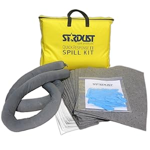 Stardust Spill Products D715 Quick Response II Spill Kit Includes Yellow Duffle, 15 Universal Sorbent Pads, 2 Universal Sorbent Socks 3"x4', 4 Disposal Bags, Nitrile Gloves