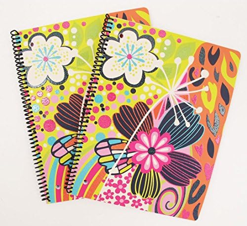 Classic Act 80 sheet Flower Spiral Wirebound notebook College Ruled 1-Subject 2 Pack