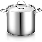 Cooks Standard 18/10 Stainless Steel Stockpot 12-Quart, Classic Deep Cooking Pot Canning Cookware with Stainless Steel Lid, Silver