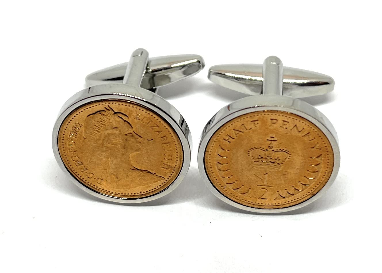 1982 44th Birthday/Anniversary Half pence coin cufflinks - Half pence cufflinks from 1982 for a 44th Birthday