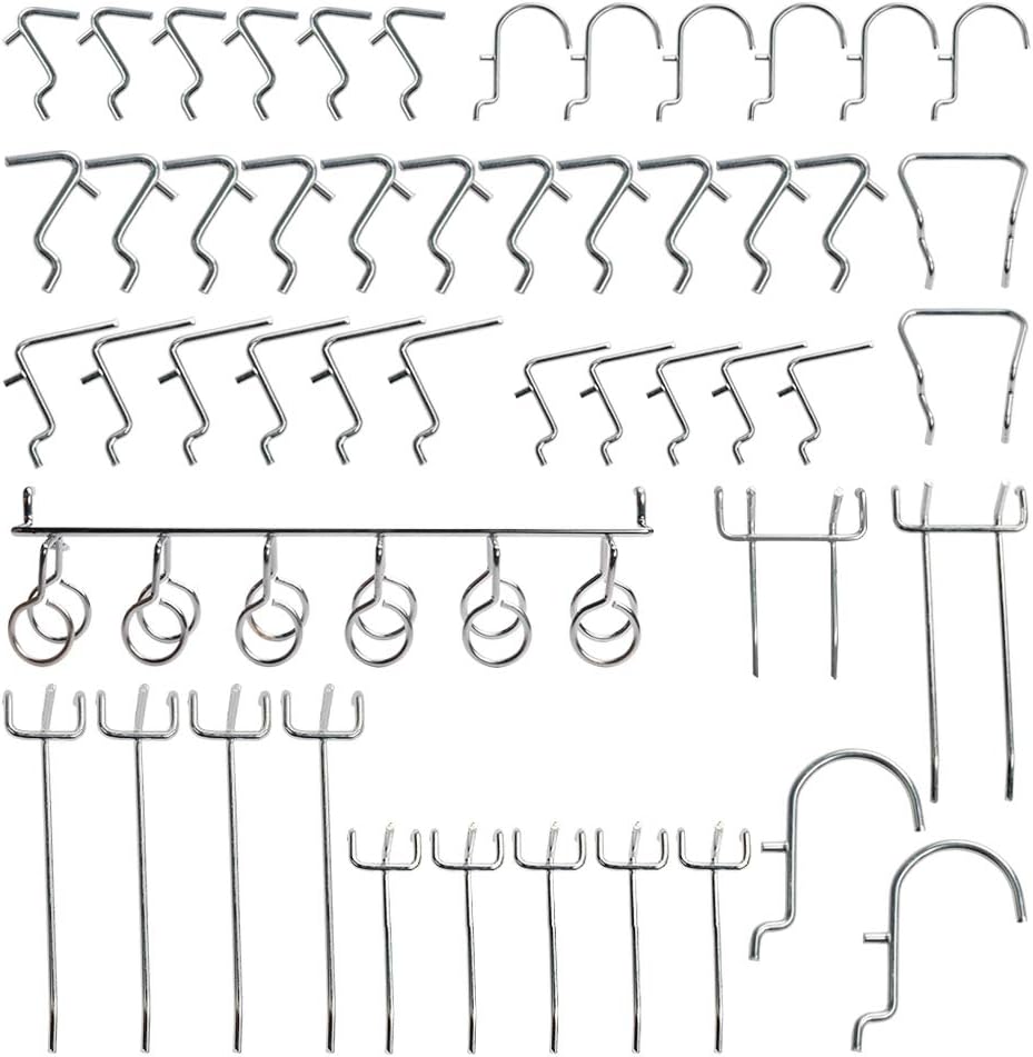 CCMART Pegboard Hooks Assortment - 50Pcs Peg Hook Organization Storage Shop Tools Display