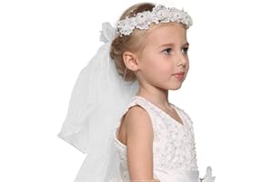 Bienvenu First Communion Flower Girl Bow Embroidered Wedding Veil Two Layers