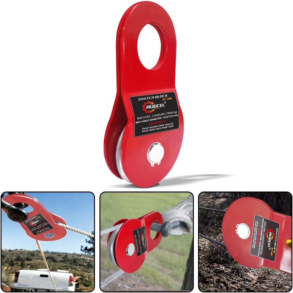 RUGCEL WINCH 10T Heavy Duty Recovery Winch Snatch Block, 22000lb Capacity: Automotive