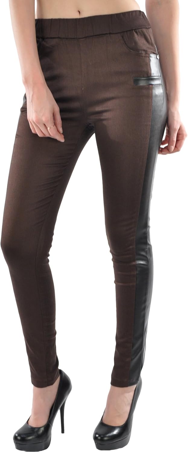 leather panel pants