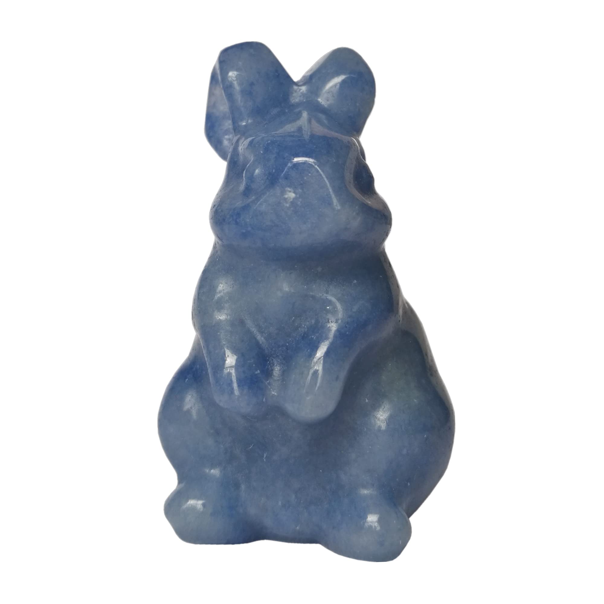 Manekieko Natural Blue Aventurine Hand Carved Rabbit Statue,38mm Crystals and Healing Stones Animal Figurines Gemstone