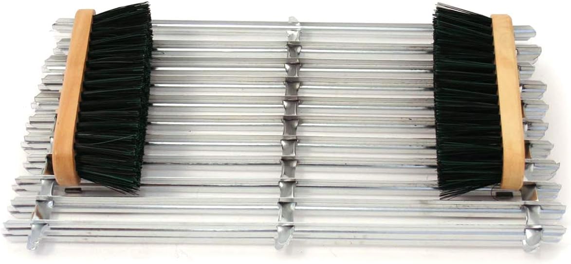 Charles Bentley Galvanized Metal Boot Scraper Mat with 2 Brushes H8 x