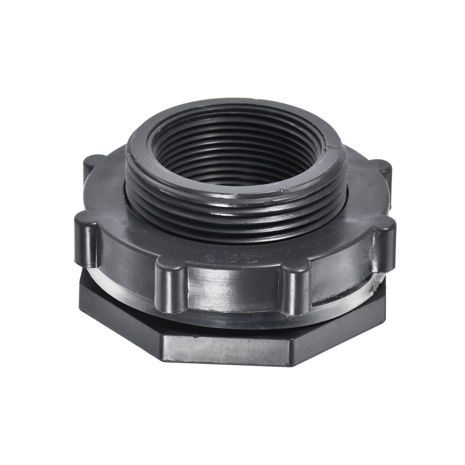 M METERXITY PVC Bulkhead Fitting - Double Threaded Bulkhead Water Tank Connector, with Silicone Gasket, Apply to Aquariums, (G1-1/2 Female 2.48" Male, Gray)