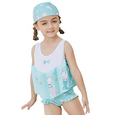 Gogokids Mädchen Einteiler Bademode Bojen-Badeanzug - Badebekleidung für Kinder mit Schwimmbojen Ärmellos Float Suit Badeanzug mit Schwimmhilfe
