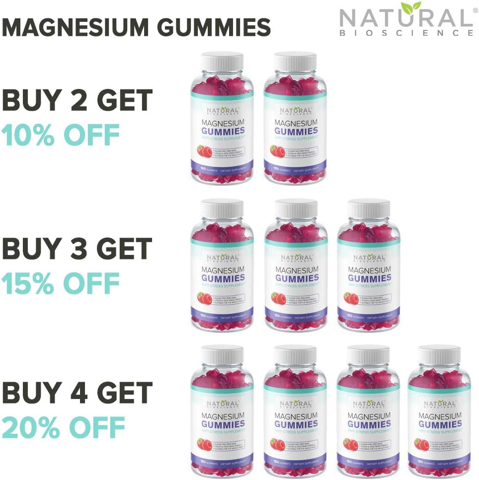 Sugar Free Magnesium Gummies - 180 Gummies, Calming Anti-Stress Gummies, Magnesium Supplement for Kids and Adults, Vegan, Gelatin-Free, Gluten-Free, Non-GMO, Delicious Natural Raspberry Flavor (180): Health & Personal Care