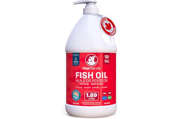 Fish Oil for Dogs 1.89 L - Healthy Skin & Coat, Salmon, Pollock, All Natural Supplement for Pets, Itching Scratching Allergy