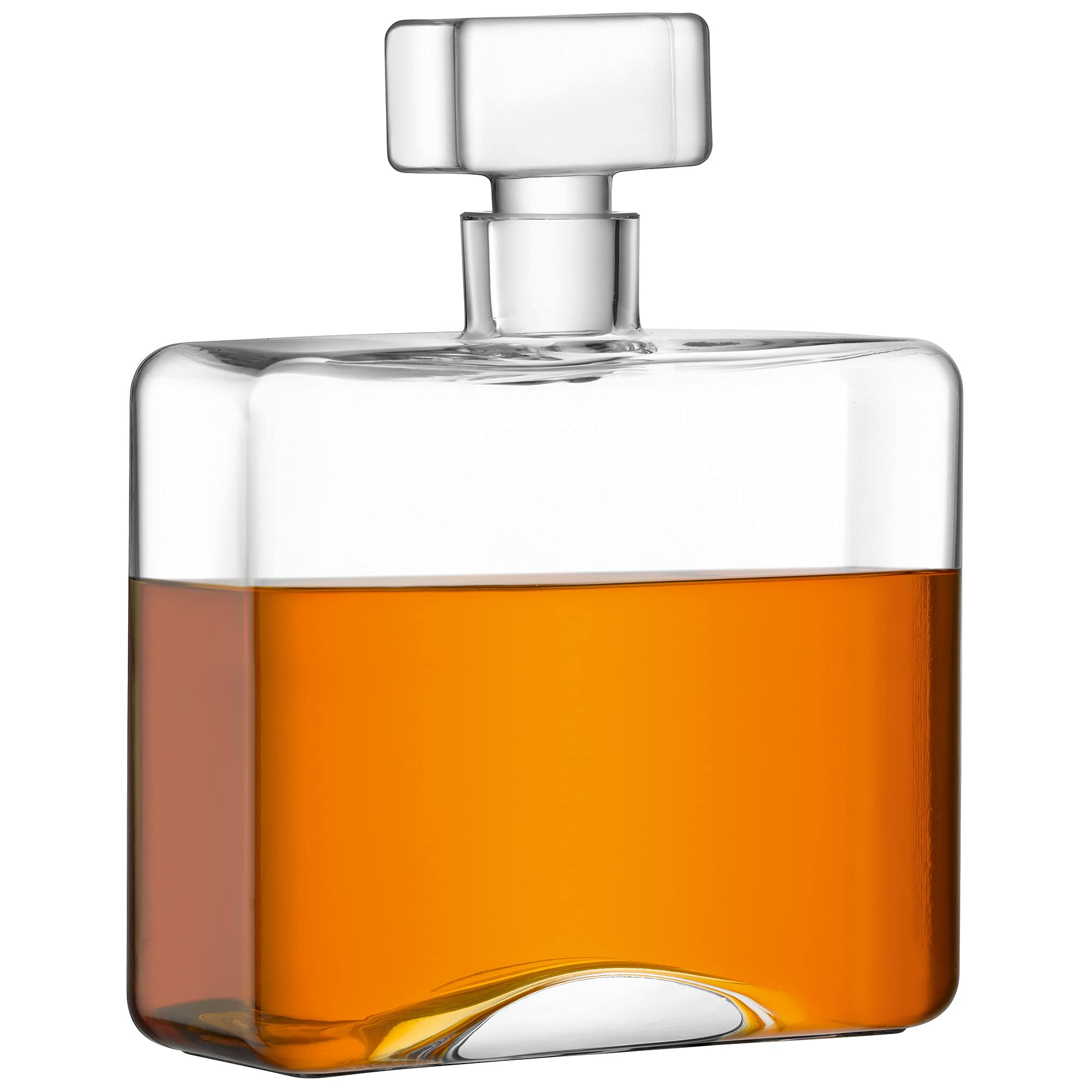 LSA International Cask Whisky Rectangle Decanter 1L Clear| 1 Unit | Mouthblown & Handmade Glass | KC03