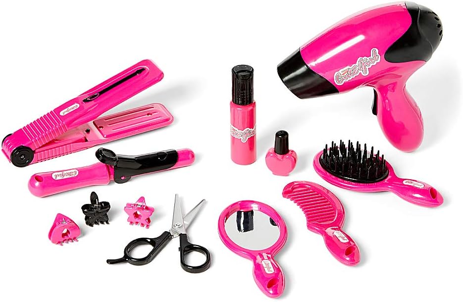 Dash Toyz 12-Piece Pretend Hairdresser Set Toy Pink Beauty Fashion