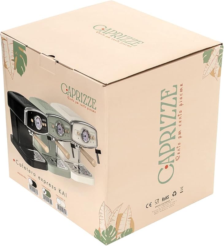 Cafetera Express Semiautomática Caprizze Kai 1050 W 15 Bares Capacidad para 5 Tazas de Café con Vaporizador Color Verde Mate