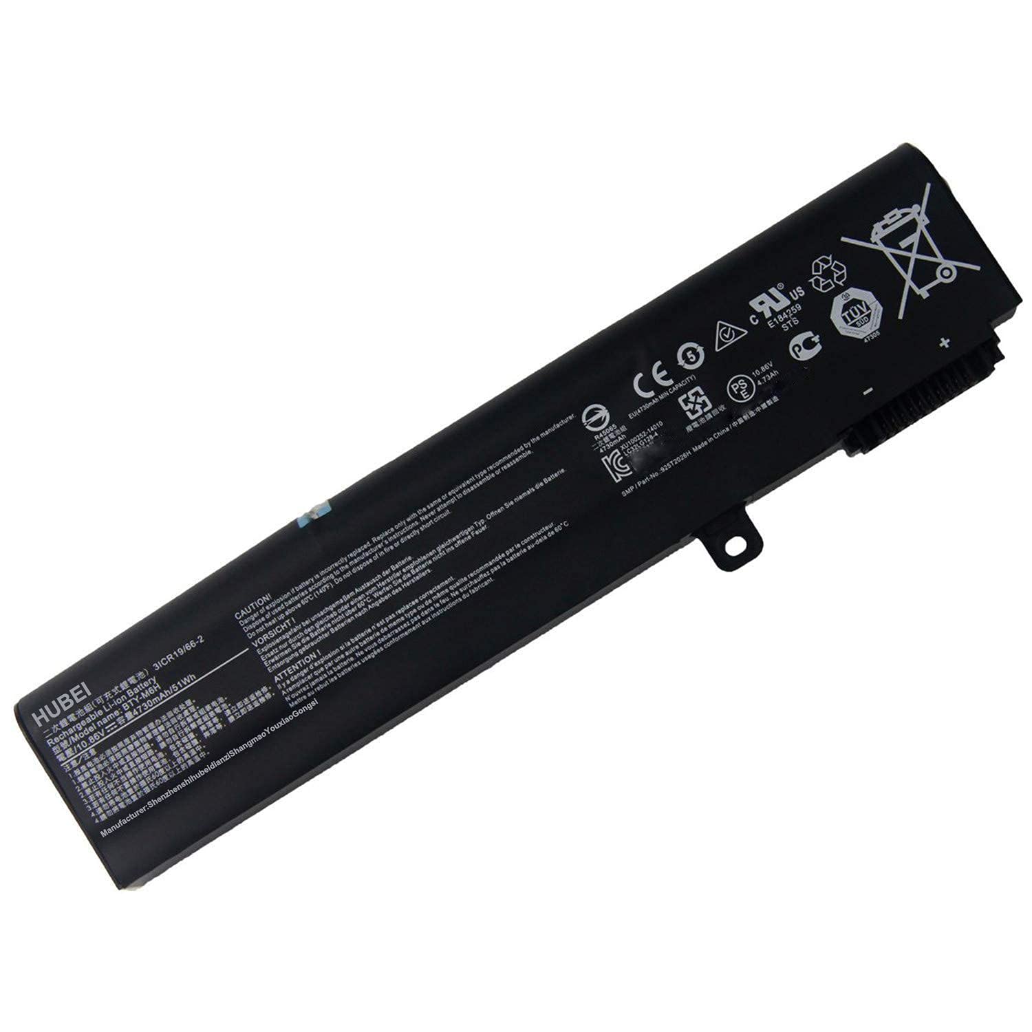 BTY-M6H Batería para portátil MSI GE62 GE72 GP62 PE60 PE70 GE62VR GP72 GL72 2QC 2QD 2QE GL62M MS-1792 Serie MS-16J2 (10,8 V 4730 mAh 51 Wh)