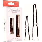 Frenchies French Twist Hair Pin, Ultra Flocked Extra Soft French Hair Pins for Women, Wedding, Updo Extensions, or Wig, 20 Count, Brown