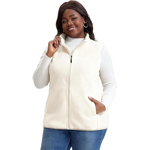 Woman Within Plus Size Zip-Front Microfleece Vest Long Fleece Vest