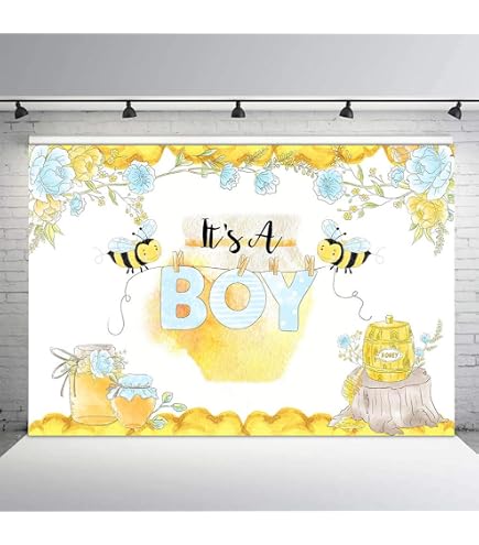 Fotohintergrund 'A Sweet Little Bee Is On The Way' – 2,1x1,5 M, Bienen-Thema Für Baby-Offenbarungsparty