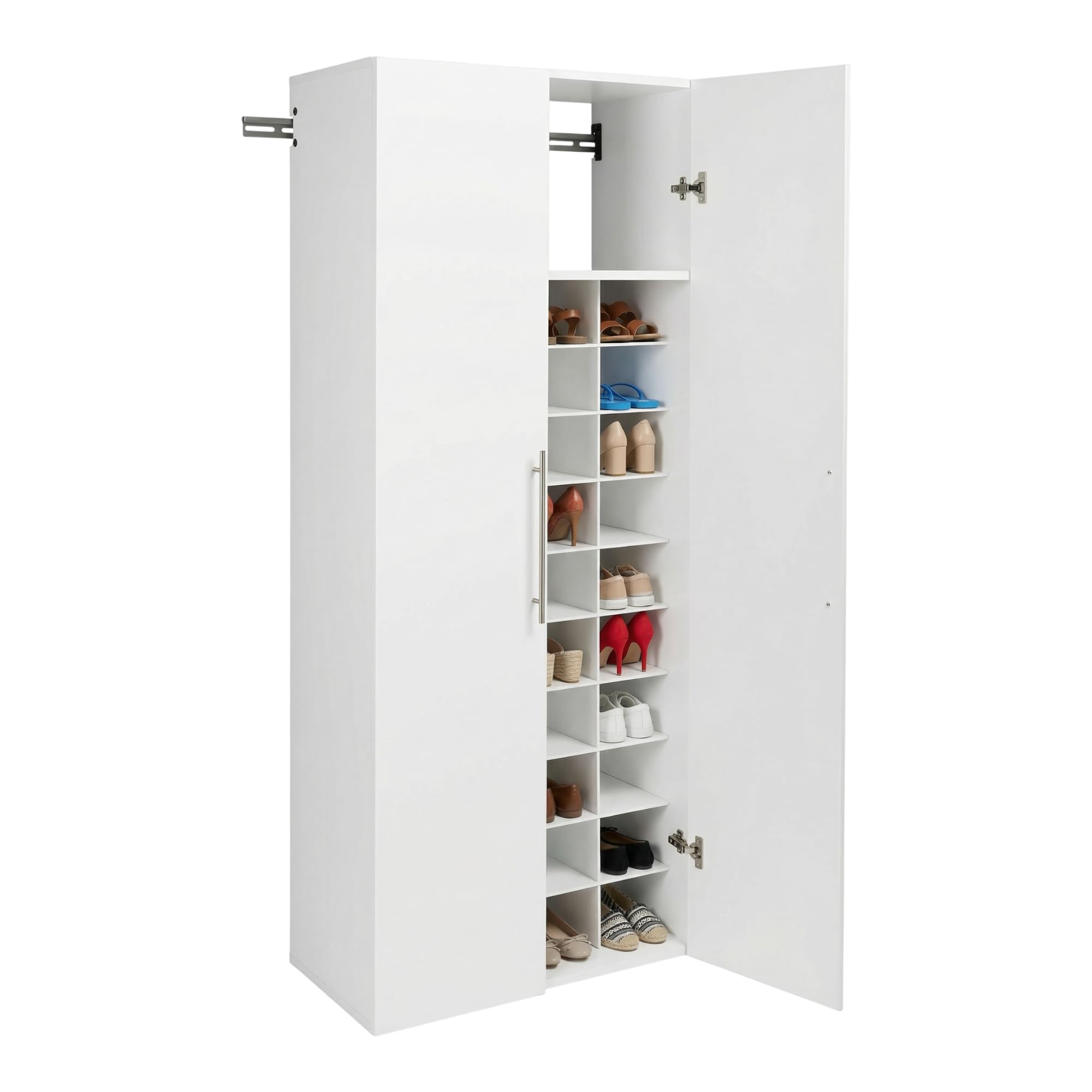 Photo 1 of ***SOLD FOR PARTS***Box A of B***Prepac HangUps 30" Shoe Storage Cabinet, Cabinet Wall Mount, Wall Cabinet Storage for Shoes with 40 Cubbies, Ideal for Utility Room, Garage and Bedroom, 30" W x 72" H x 16" D, White