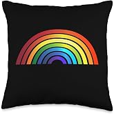 Rainbow - Rainbow Simple Style Basic Stripe Design Throw Pillow