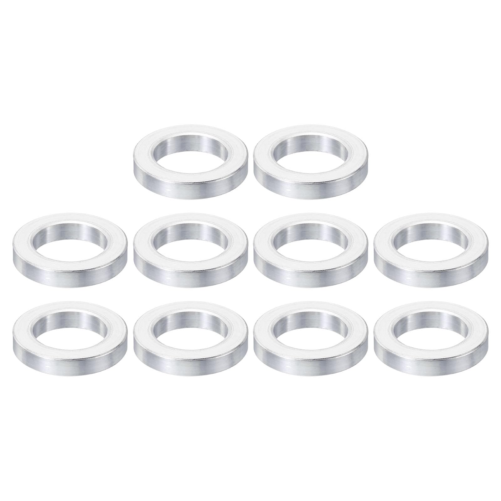 PATIKIL M10 Aluminum Spacers, 10 Pcs Metal Spacer Aluminum 10.2mm ID x 16mm OD x 3mm L Aluminum Spacer Screw Standoff Round for 3/8" M10 Screw Bolts