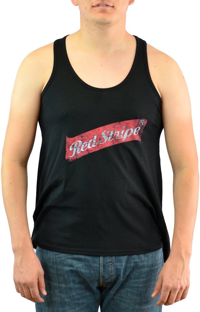 Red Stripe Logo Black Graphic T-shirt