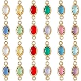 PH PandaHall 36pcs Rhinestone Connector Charms Birthstone Connector Links, 12 Colors Glass Faceted Double Hole Links Charms for Necklace Bracelet Earring Jewelry Making DIY Crafts