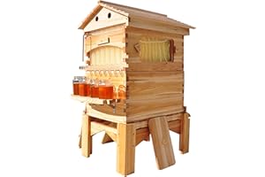 Auto Flows Beehive 7pcs, Golden Palace Flows Frame Super Box Free Flows Frame, Outer hive 7pcs Flows Frame Set with Beehive Base Bracket, for Beginning Professional Beekeepers